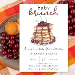 Baby Brunch Pancakes Sweet Cherry Baby Shower Inbjudningar