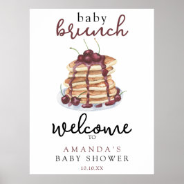 Baby Brunch Pannekakor Söt Körsbär Baby Shower Poster