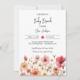 Baby Brunch Shower vild blommor Inbjudningar