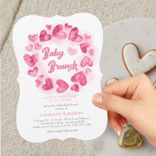 Baby Brunch Valentiness Heart Girl Baby Shower Inbjudningar