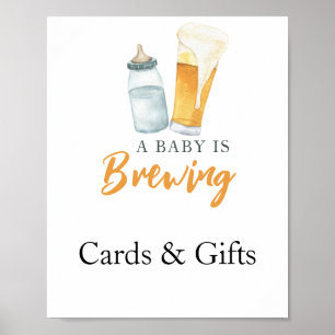 Baby bryggar ölkort och ger barndusch poster