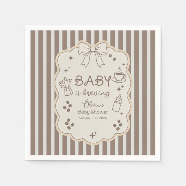 Baby brygger Espresso kaffe Baby Shower Pappersservett (Framsidan)
