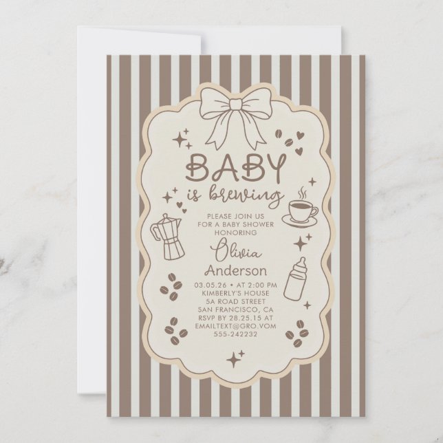 Baby brygger Espresso Kaffeefest Baby Shower Inbjudningar (Framsida)