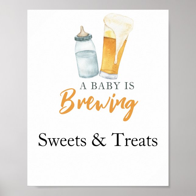 Baby brygger Godis och godsaker baby shower Poster (Framsidan)