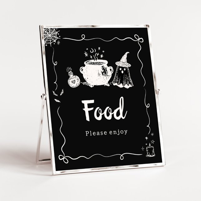 Baby brygger Halloween-matschildring Poster (Hand Drawn A Baby is Brewing Baby Shower Food Sign)