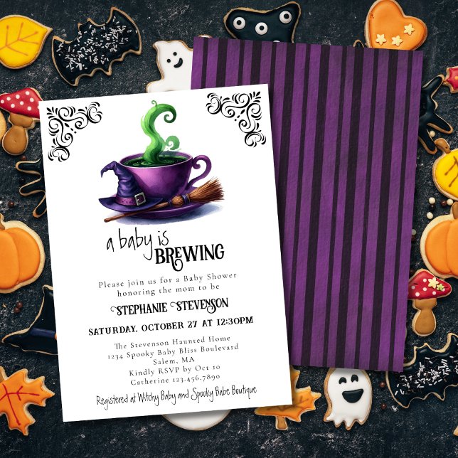 Baby brygger häxkaffe Halloween baby shower Inbjudningar (Skapare uppladdad)
