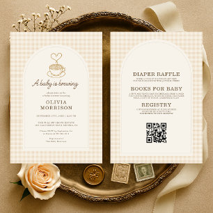 Baby brygger kaffe allt-i-ett baby shower inbjudningar