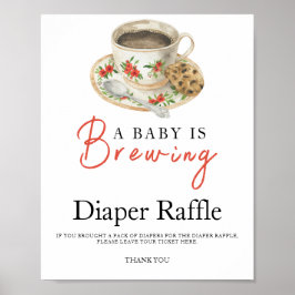 Baby brygger kaffe baby shower blöja lotteri poster