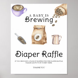 Baby brygger kaffe baby shower blöja lotteri poster