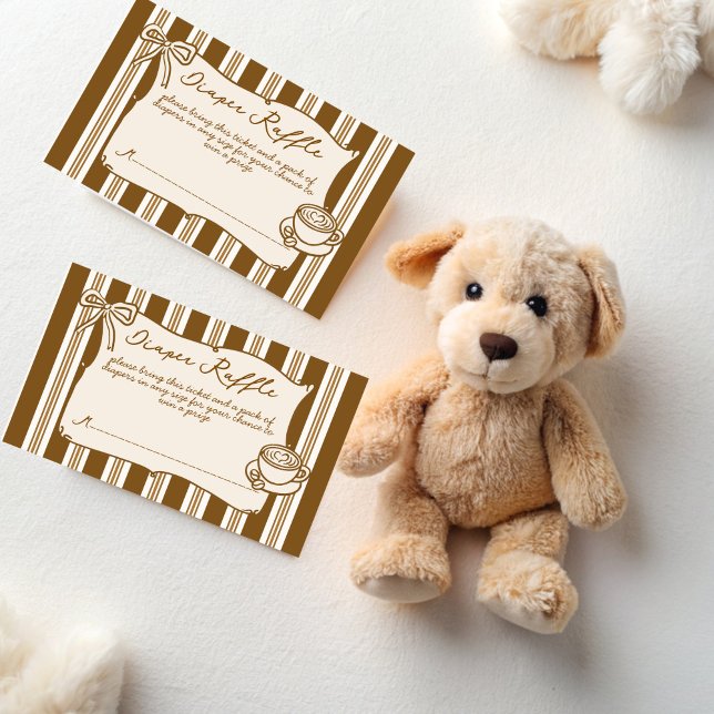 Baby brygger kaffe baby shower blöja lotteri tilläggskort (Baby is brewing coffee baby shower diaper raffle enclosure cards cafe bebe raffle tickets)