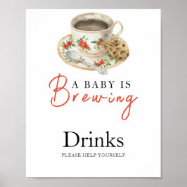 Baby brygger kaffe baby shower Drycker  Poster