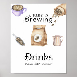 Baby brygger kaffe baby shower Drycker Poster