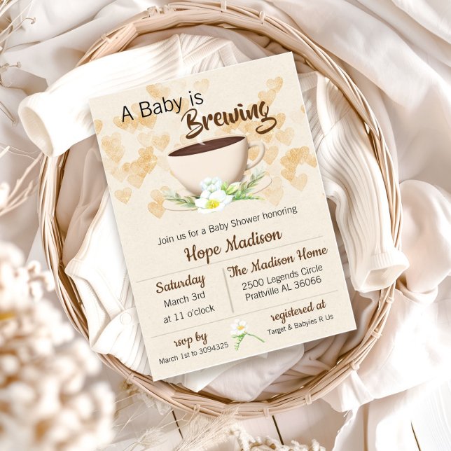 Baby brygger kaffe  Baby Shower-inbjudan Inbjudningar (Skapare uppladdad)