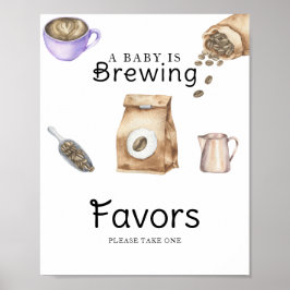 Baby brygger kaffe baby shower presenter poster