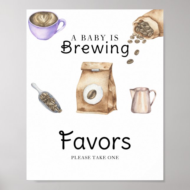Baby brygger kaffe baby shower presenter poster (Framsidan)