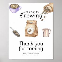Baby brygger kaffe baby shower Tack Poster