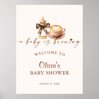 Baby brygger kaffe Baby Shower Välkomstskylt Poster