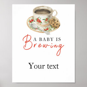 Baby brygger kaffe Din text baby shower Poster