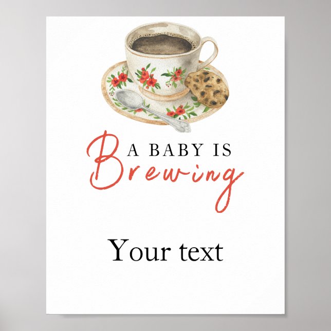 Baby brygger kaffe Din text baby shower Poster (Framsidan)