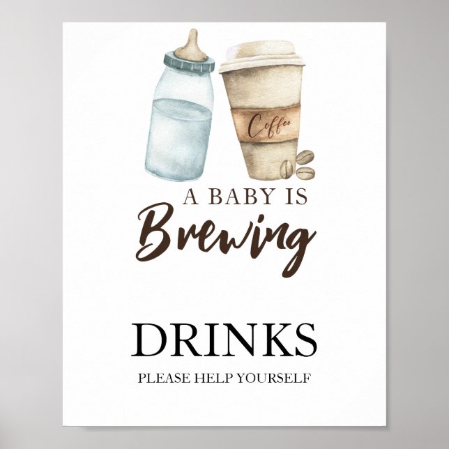 Baby brygger kaffe Drycker Poster (Framsidan)