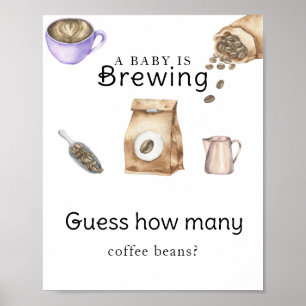 Baby brygger kaffe Hur många kaffebönor? Poster