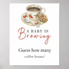 Baby brygger kaffe Hur många kaffebönor Poster