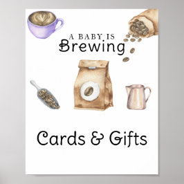 Baby brygger kaffe Kort och presenter baby shower Poster