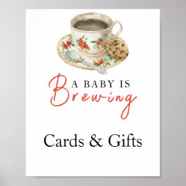Baby brygger kaffe Kort och presenter baby shower Poster