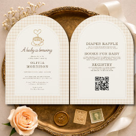 Baby brygger kaffe QR-kod Baby Shower Inbjudningar