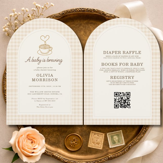 Baby brygger kaffe QR-kod Baby Shower Inbjudningar (Skapare uppladdad)