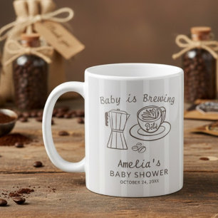Baby brygger kaffe randiga baby shower kaffemugg