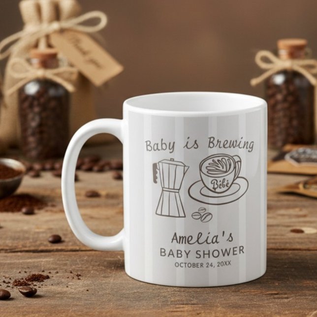 Baby brygger kaffe randiga baby shower kaffemugg (Skapare uppladdad)