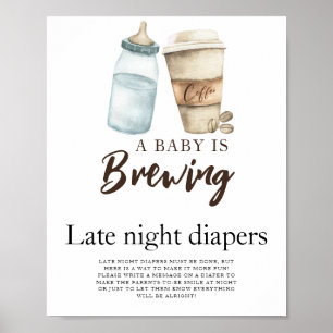 Baby brygger kaffe Sate night Diaper-match Poster