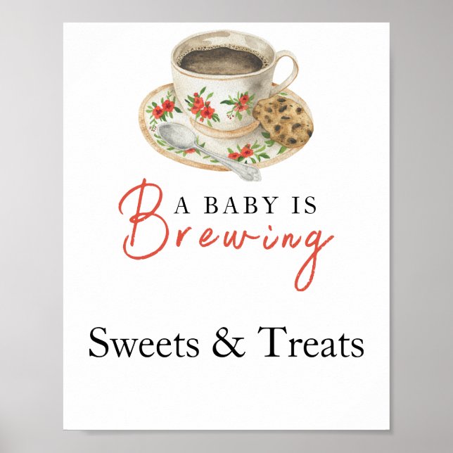 Baby brygger kaffe Sweets & Treats baby shower Poster (Framsidan)