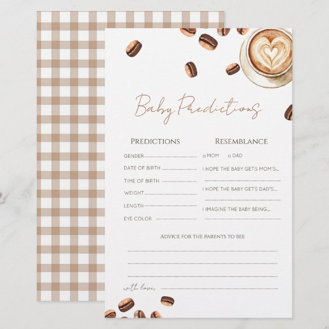 Baby brygger kaffeböna Baby-förutsägelser Kort (Fram/baksida)