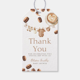 Baby brygger kaffeböna Tack baby shower Presentetikett