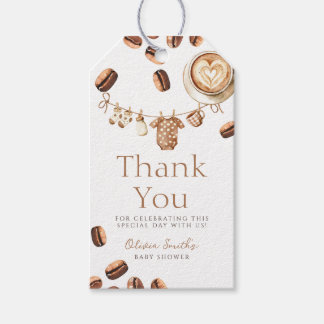 Baby brygger kaffeböna Tack baby shower Presentetikett