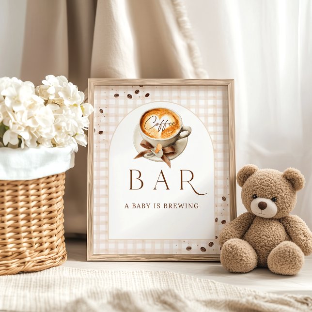 Baby brygger kaffebönstema Babyshower Bar Poster (Skapare uppladdad)
