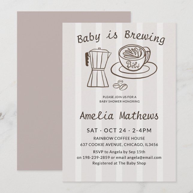 Baby brygger kaffepanna Söt bebisfest (Fram/baksida)