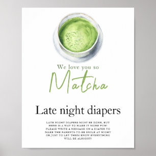 Baby brygger matcha Sent nattliga blöjor spel Poster