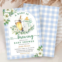 Baby brygger öl Baby Shower Pojke Blå Gingham