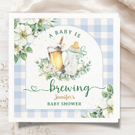 Baby brygger öl Baby Shower Pojke Blå Papper Pappersservett