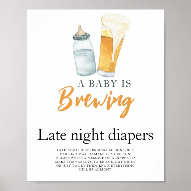 Baby brygger öl Sent-night-blöjspel Poster (Framsidan)