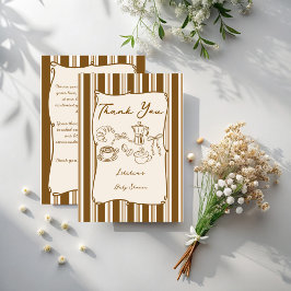 Baby brygger retro-randig kaffe baby shower tack kort
