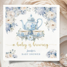 Baby brygger te Bebisdopp Pojke Blå Blommor