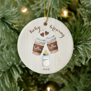 Baby-bryggerikaffe, öl och Baby-Flaska-giftskera Julgransprydnad Keramik