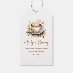 Baby bryggs Brunt Kaffe Babyfirande Tack Presentetikett