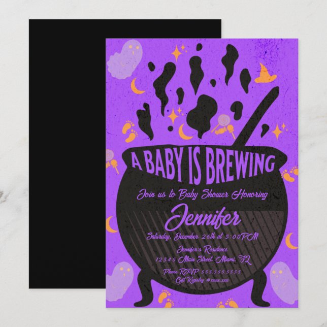 Baby bryggs Ghost Groovy Retro Baby Shower  Inbjudningar (Fram/baksida)