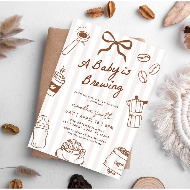 Baby bryggs Handritad Kaffe Baby Shower Inbjudningar (Skapare uppladdad)