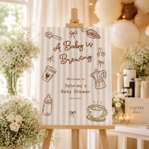 Baby bryggs Handritad Kaffe Babyfirande